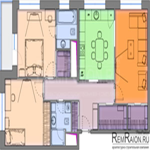 Планировка трехкомнатной квартиры с 3 гардеробными в ЖК тушино 2018
