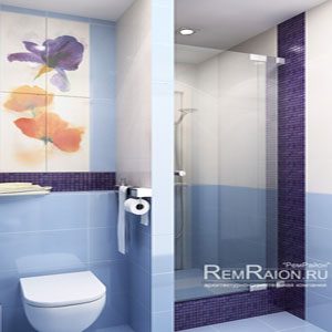 Ванная комната с акварельными цветами